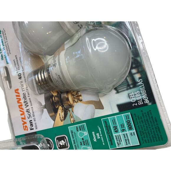 Lot of 4 Sylvania Compact Fluorescent Light Bulb Fan Soft White Mini 9W New - Picture 4 of 5